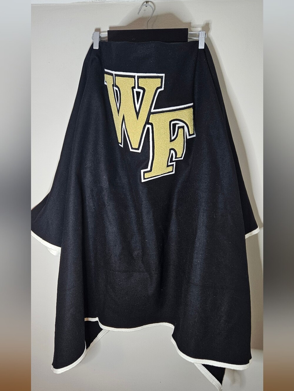 Wool Blanket Wake Forest Melton Varsity 1992 Athletic Made In USA Black White